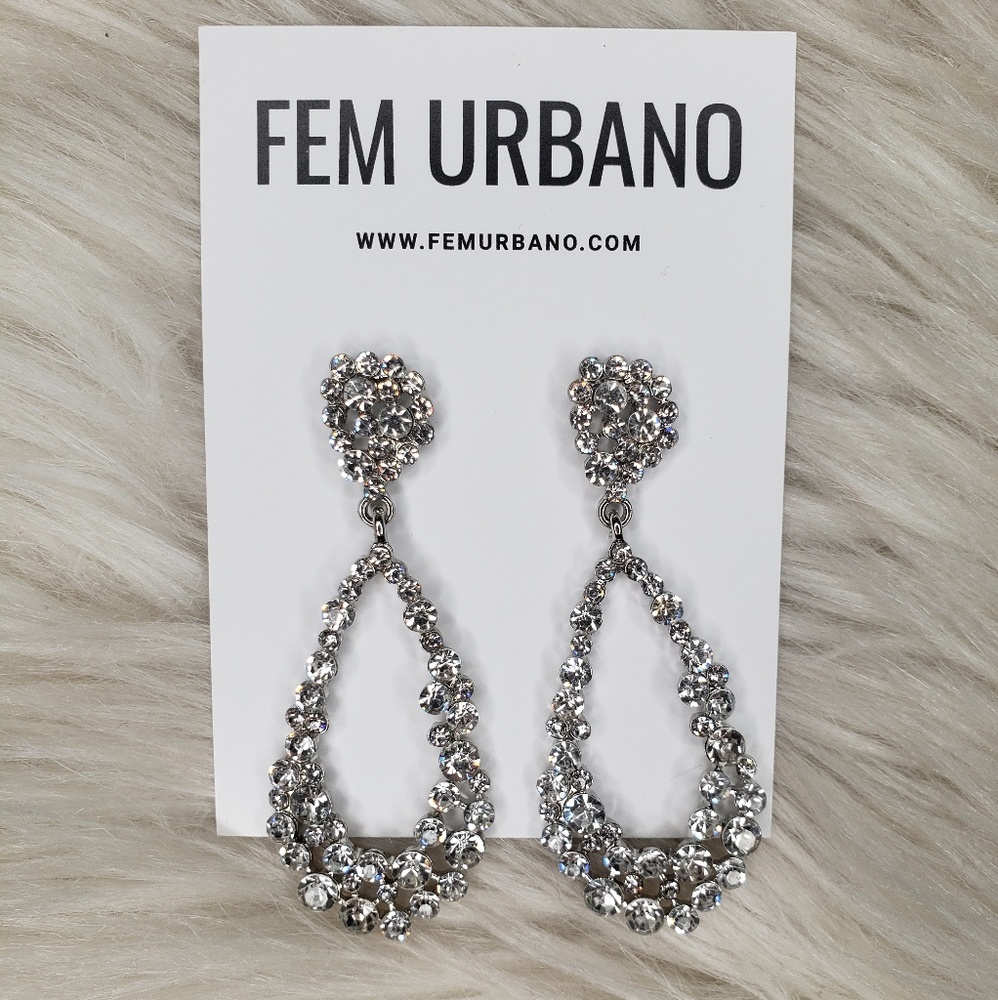Silver Druzy Dangle Earrings
